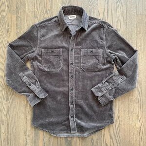 Taylor Stitch Magic Seaweed Corduroy Utility Shirt size 38 Charcoal Gray Crepe